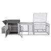Wooden Chicken Coop Hen House with Doors for Ventilation, Runs and Nesting Box, Gray