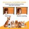 Dog House Outdoor & Indoor Heated Wooden Dog Kennel for Winter with Raised Feet Weatherproof for Large Dogs(Gold red and black)44.5"*26.4"*27.8"(M)