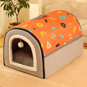 Warm Enclosed Removable And Washable Corgi And Shiba Inu House (Option: Orange-M)