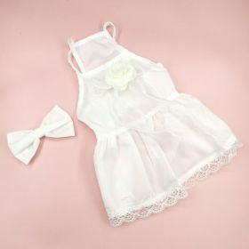 Spring And Summer Dog Clothes Cat Clothing Pet Cotton Floral Slip Dress Mesh Skirt Dress (Option: Classic Style White Dress-L)
